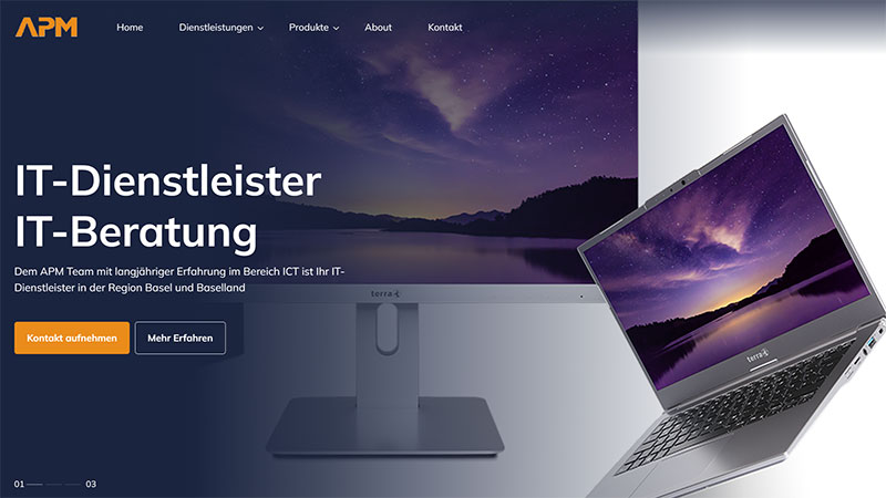 Ein Screenshot der APM Webseite